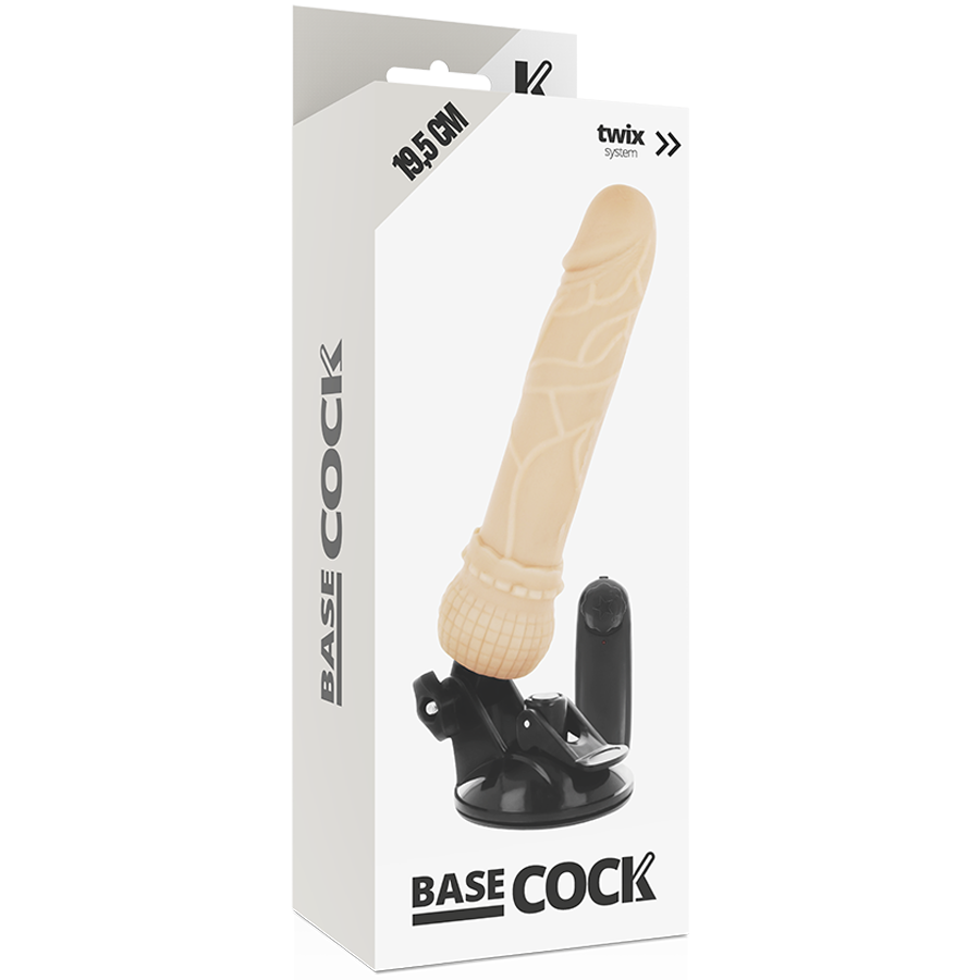 BASECOCK - Realistischer Vibrator mit Fernbedienung Natur, 19,5 cm Ø 4 cm