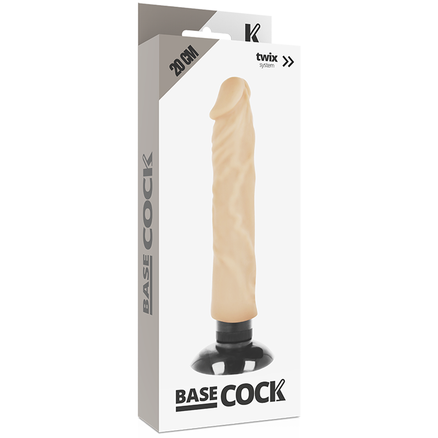 BASECOCK - Realistischer Vibrator 2-in-1 Natur, 20 cm Ø 4 cm