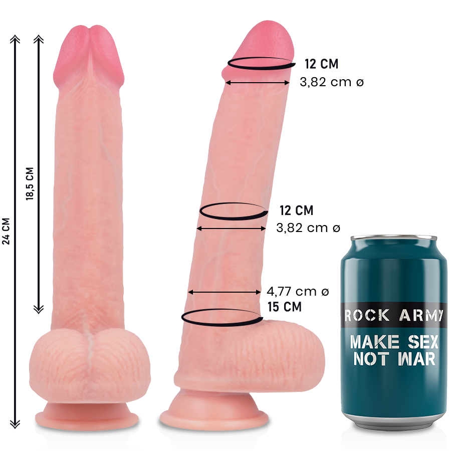 Rock Army - realistischer Premium Dildo KINGCOBRA 24 x 4.77 CM