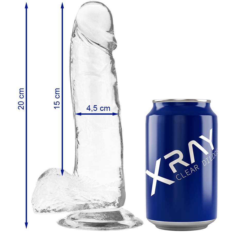 X RAY - Durchsichtiger Dildo mit Eiern 20 cm -Ø- 4.5 cm