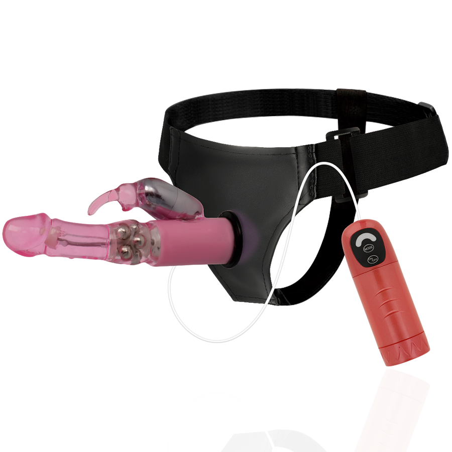 HARNESS ATTRACTION - Daniel Strap-on-Geschirr mit Vibrations- und Rotationsfunktion, 18 cm, Ø 3,5 cm