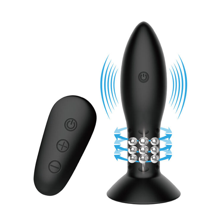 MR PLAY - Analplug mit rotierenden Kugeln und Fernbedienung Schwarz