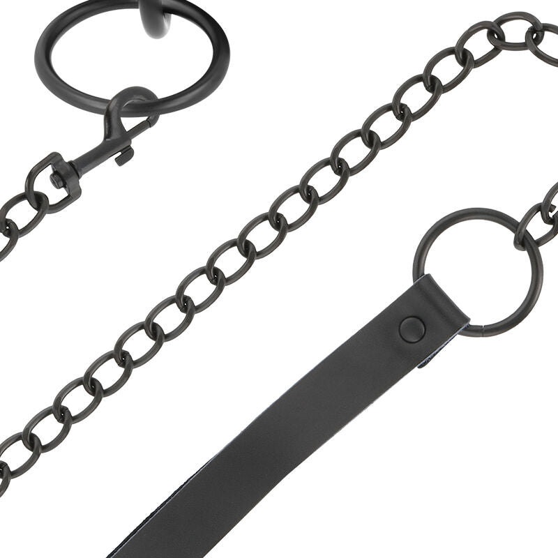 DARKNESS - Schwarzes Halsband mit Kette