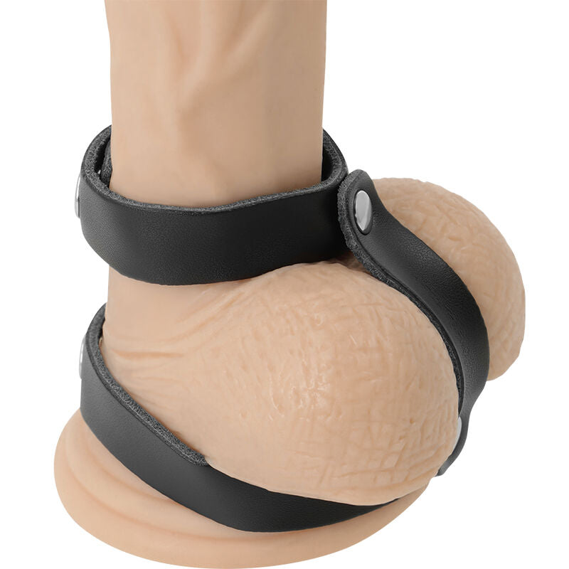 DARKNESS – Verstellbarer Penis- und Hodenring aus Leder