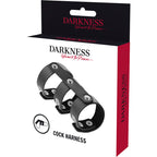 DARKNESS – Verstellbarer Doppel-Penis- und Hodenring aus Leder
