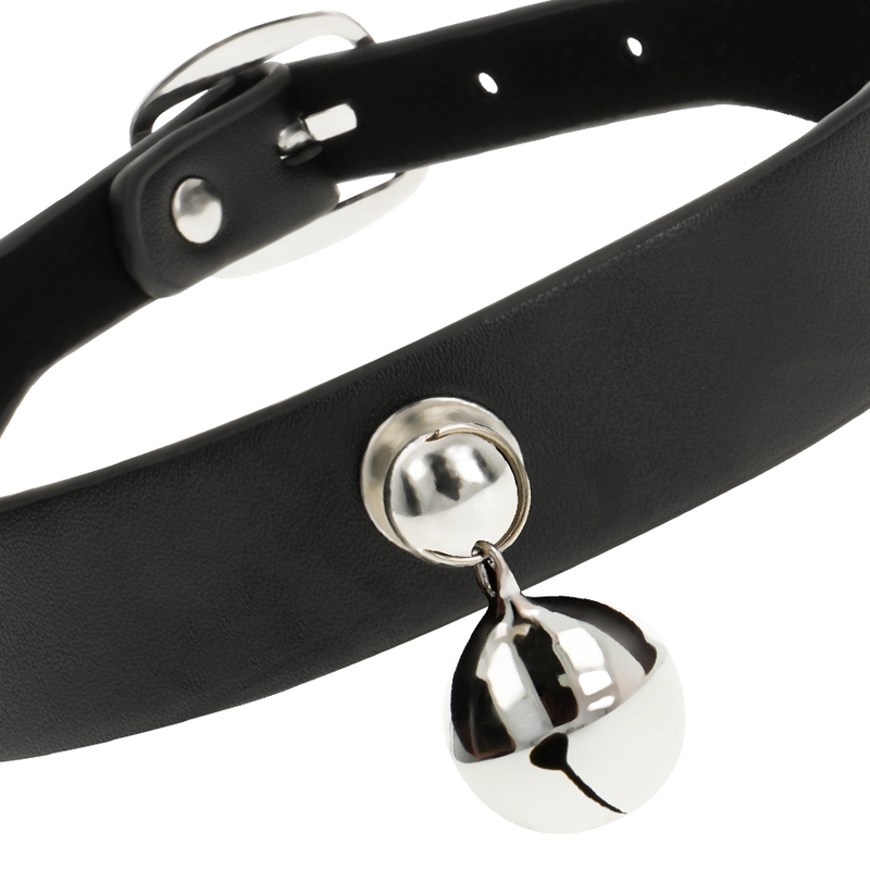 COQUETTE CHIC DESIRE - Damen-Halsband aus veganem Leder mit Rassel-Accessoire