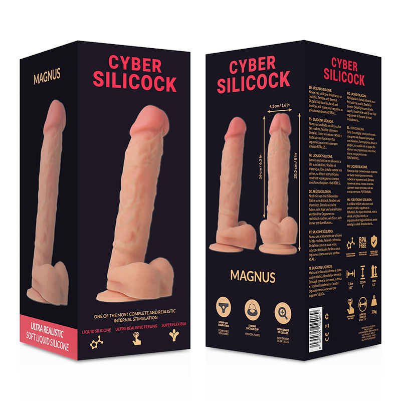 CYBER SILICOCK - STRAP-ON MAGNUS FLÜSSIGE SILIKON MIT 3 RINGEN GRATIS 20.5 CM -O- 4.1 CM
