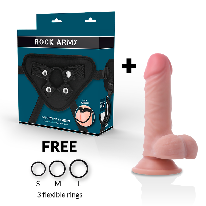 ROCKARMY – Panzer Strap-on-Set mit Harness und Dual-Density-Dildo, 17 × 4,46 cm