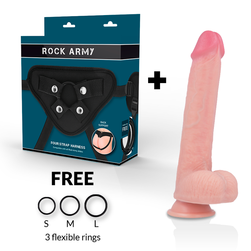 ROCKARMY – Kingcobra Premium Strap-on-Set mit Harness und Flüssigsilikon-Dildo, 24 × 4,77 cm