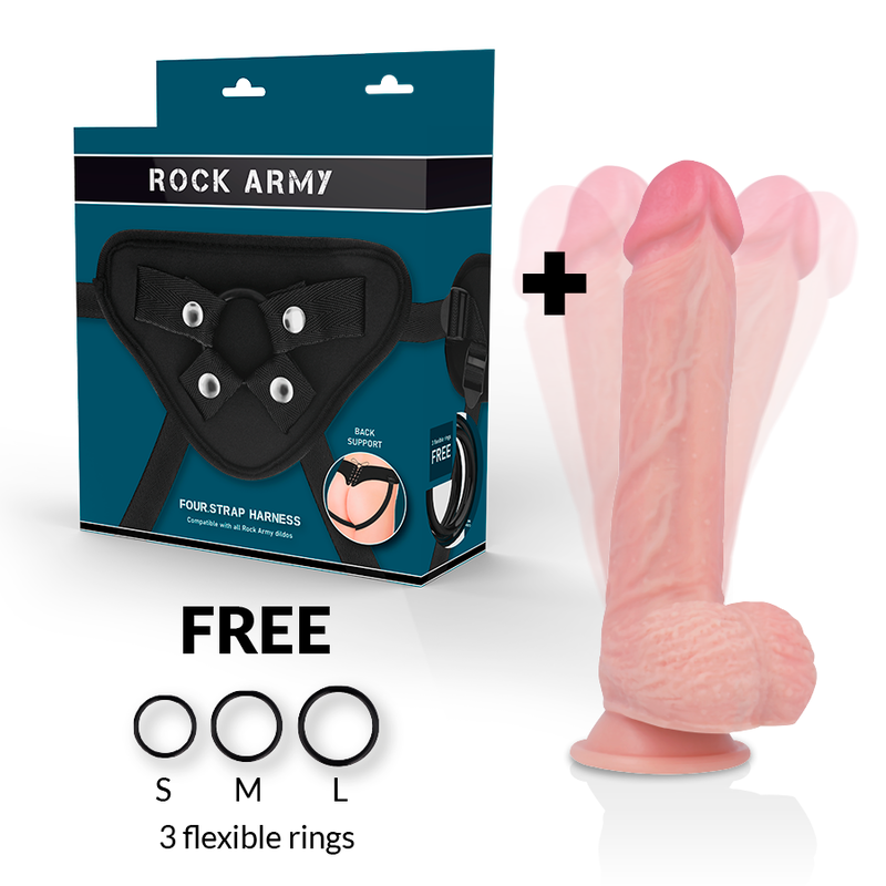 ROCKARMY – Hawk Strap-on-Set mit Harness, rotierendem Vibrator, 22 × 4,6 cm